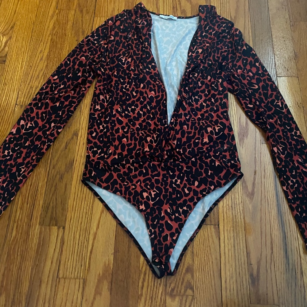 Zara Red Cheetah Bodysuit